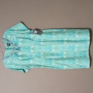 Sharon Young Blue/Green Design Dress w Stone Embellishments Size 14 NWOT